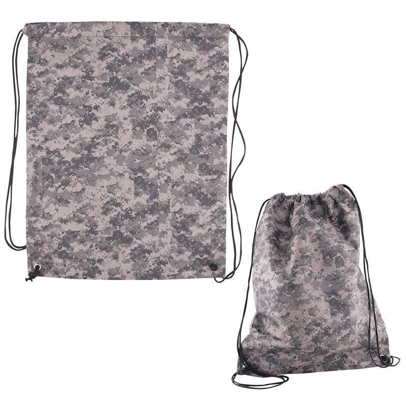 Digital Camouflage Nonwoven Drawstring Cinch-Up Backpack