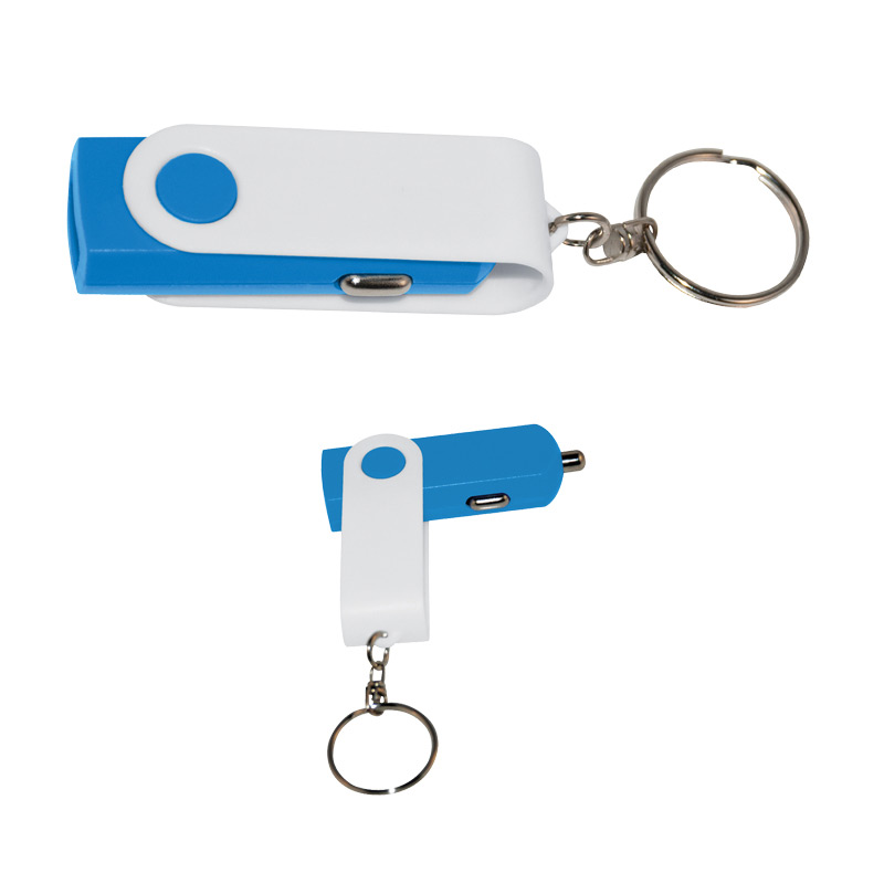 Swivel USB Car Adapter Key Chain