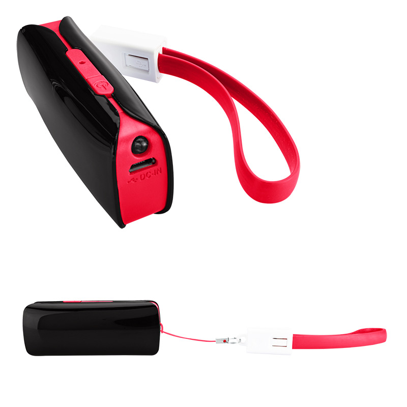 Mini Power Bank Charger w/ LED Light & Micro USB Cable Wrist Strap - UL Certified