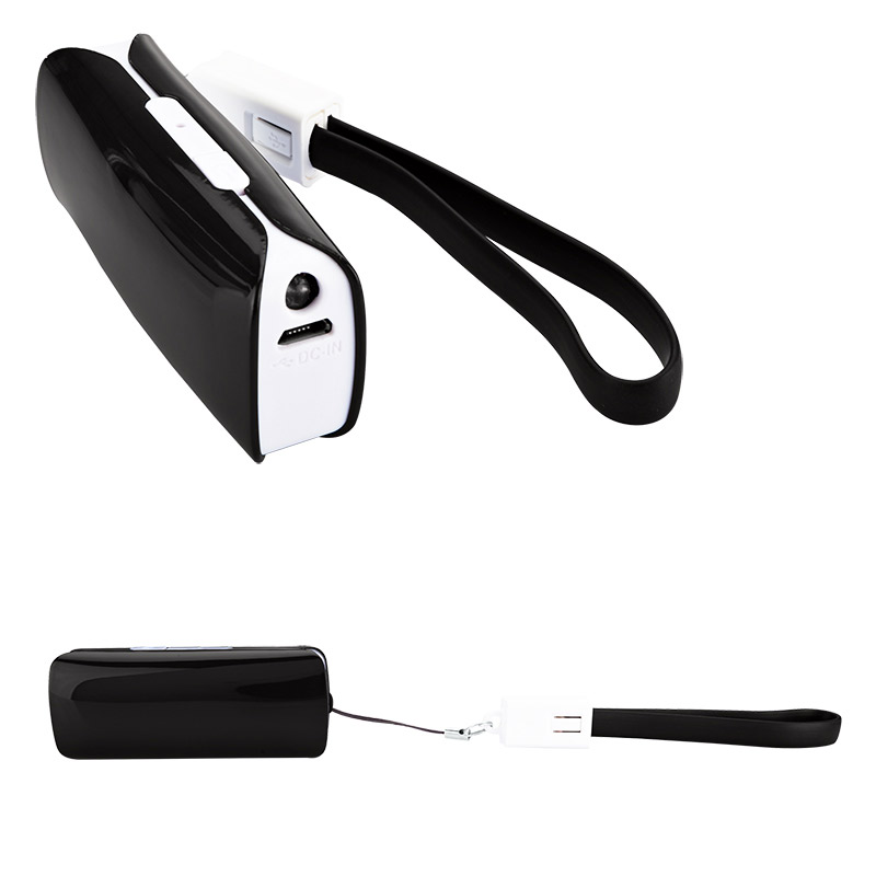 Mini Power Bank Charger w/ LED Light & Micro USB Cable Wrist Strap - UL Certified